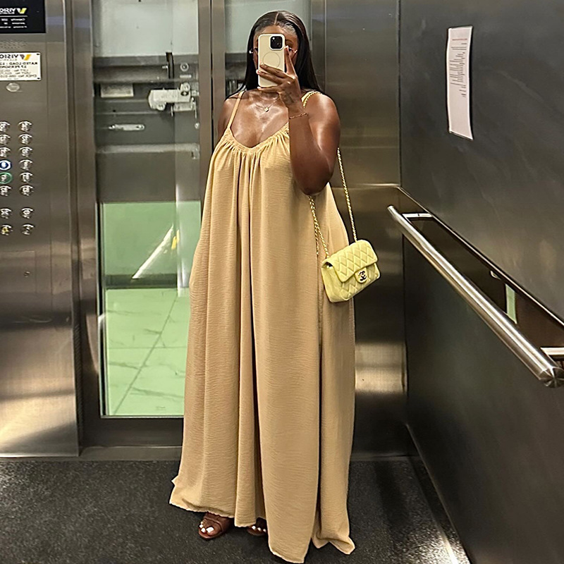 Formal Wear Gowns For Women - เดรสยาวผู้หญิง เดรสสายเดี่ยวทรงเอ แนวสตรีท Y2K คอวี แขนกุด