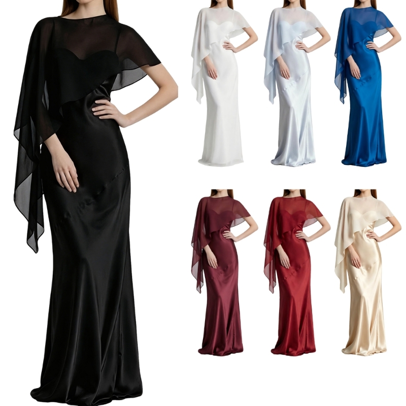 Women'S Formal Wear For Wedding Guest - R7UF อย่างเป็นทางการผ้าคลุมไหล่ชีฟองผ้าคลุมไหล่สำหรับงานแต่งงานชุด Sheer น้ำหนักเบาไหลขอบสวมใส่