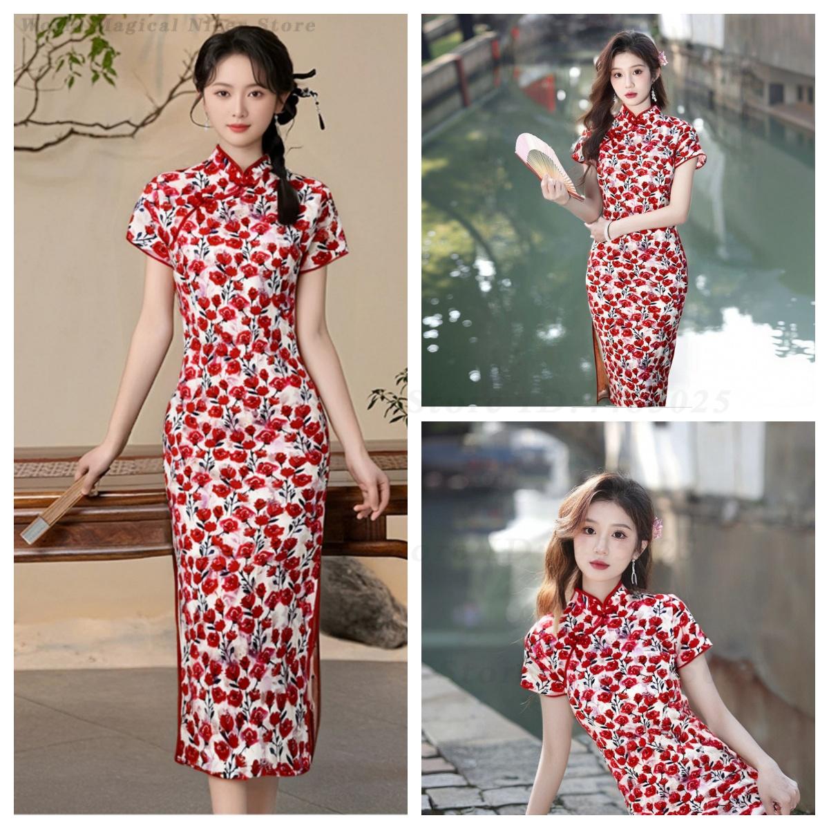 ชุดกี่เพ้าสไตล์จีนโบราณสีแดงแบ - Young Women'S Formal Wear บทวิจารณ์และราคา