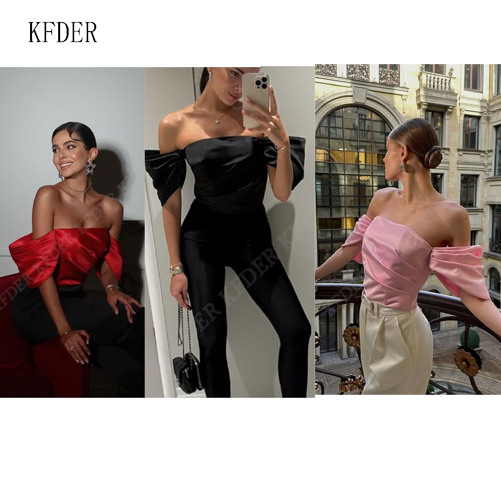 เสื้อเปิดไหล่ผ้าซาตินสำหรับผู้ - Women Formal Blouses For Evening Wear บทวิจารณ์และราคา
