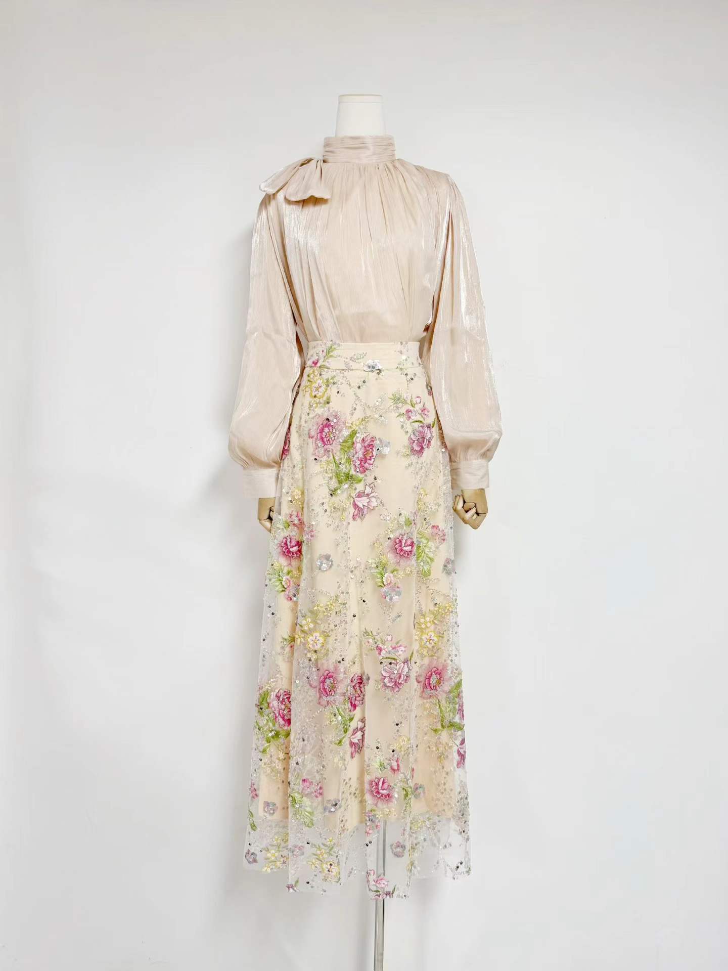 VGH ชุดสองชิ้นลายดอกไม้สีดำหรู - Women Formal Blouses For Evening Wear บทวิจารณ์และราคา