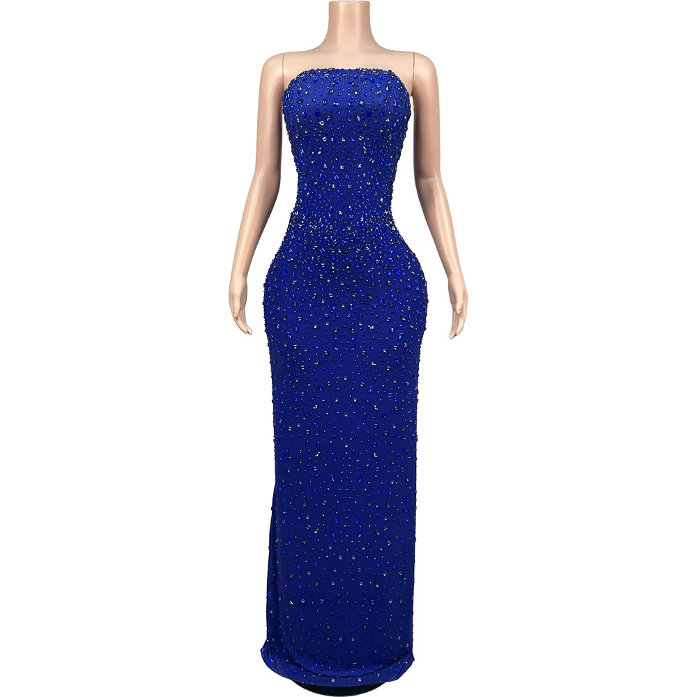 ชุดราตรีเกาะอกสีน้ำเงินประดับค - Formal Wear Gowns For Women บทวิจารณ์และราคา