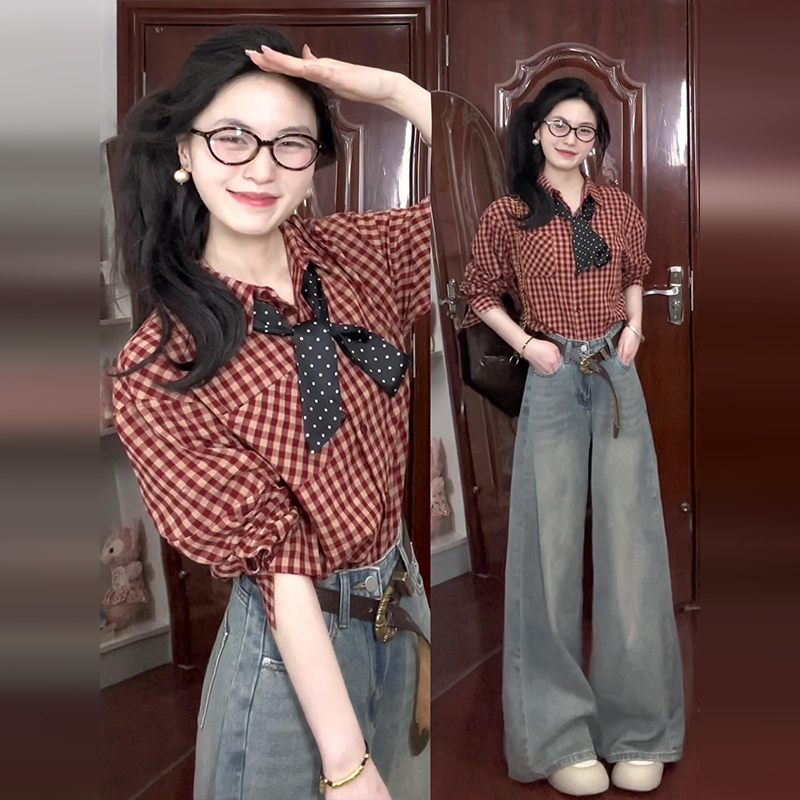 เสื้อเชิ้ตลายตารางสีแดงสไตล์ฮ่ - Women Formal Blouses For Evening Wear บทวิจารณ์และราคา