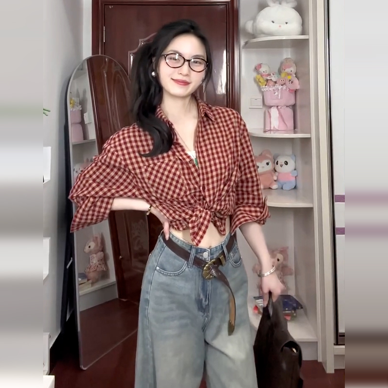 เสื้อเชิ้ตลายตารางสีแดงสไตล์ฮ่ - Women Formal Blouses For Evening Wear บทวิจารณ์และราคา